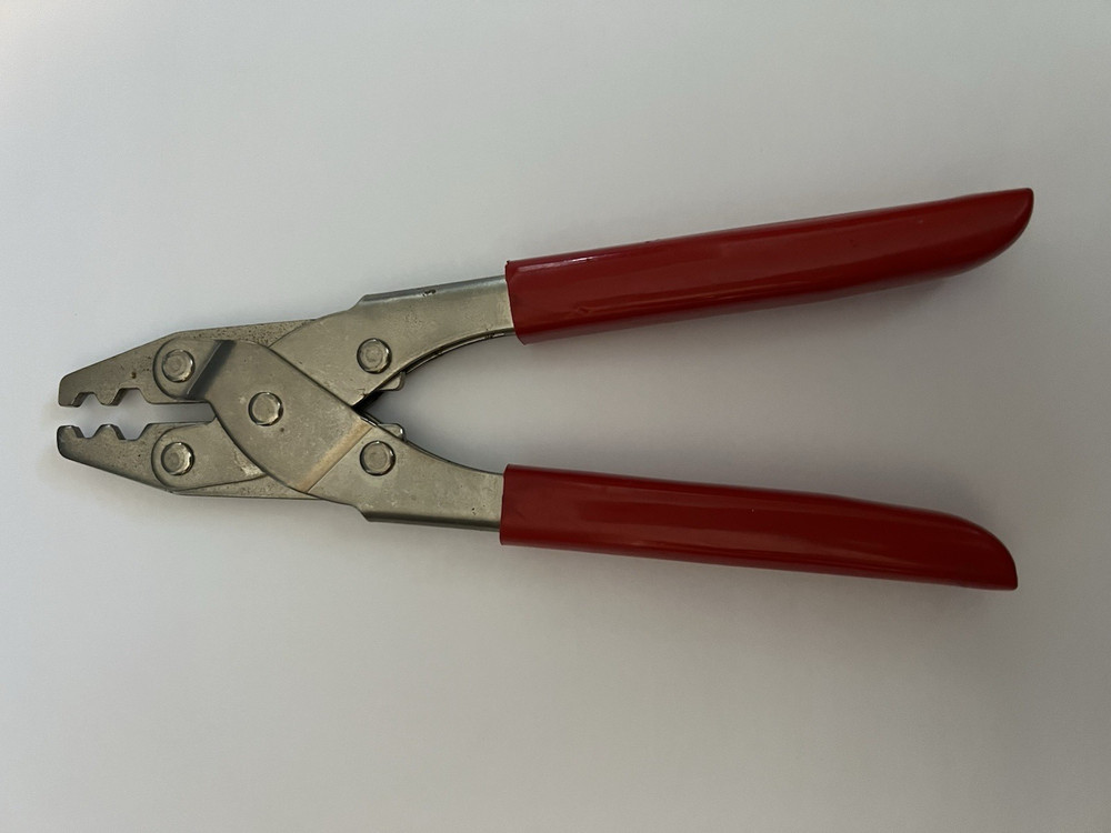 Vintage Unbranded Generic Hex Coaxial Cable Crimper Plier Tool Red Handles