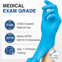 Schneider Medical Nitrile Exam Gloves, 4 Mil, Powder-Free, Latex-Free, Disposabl