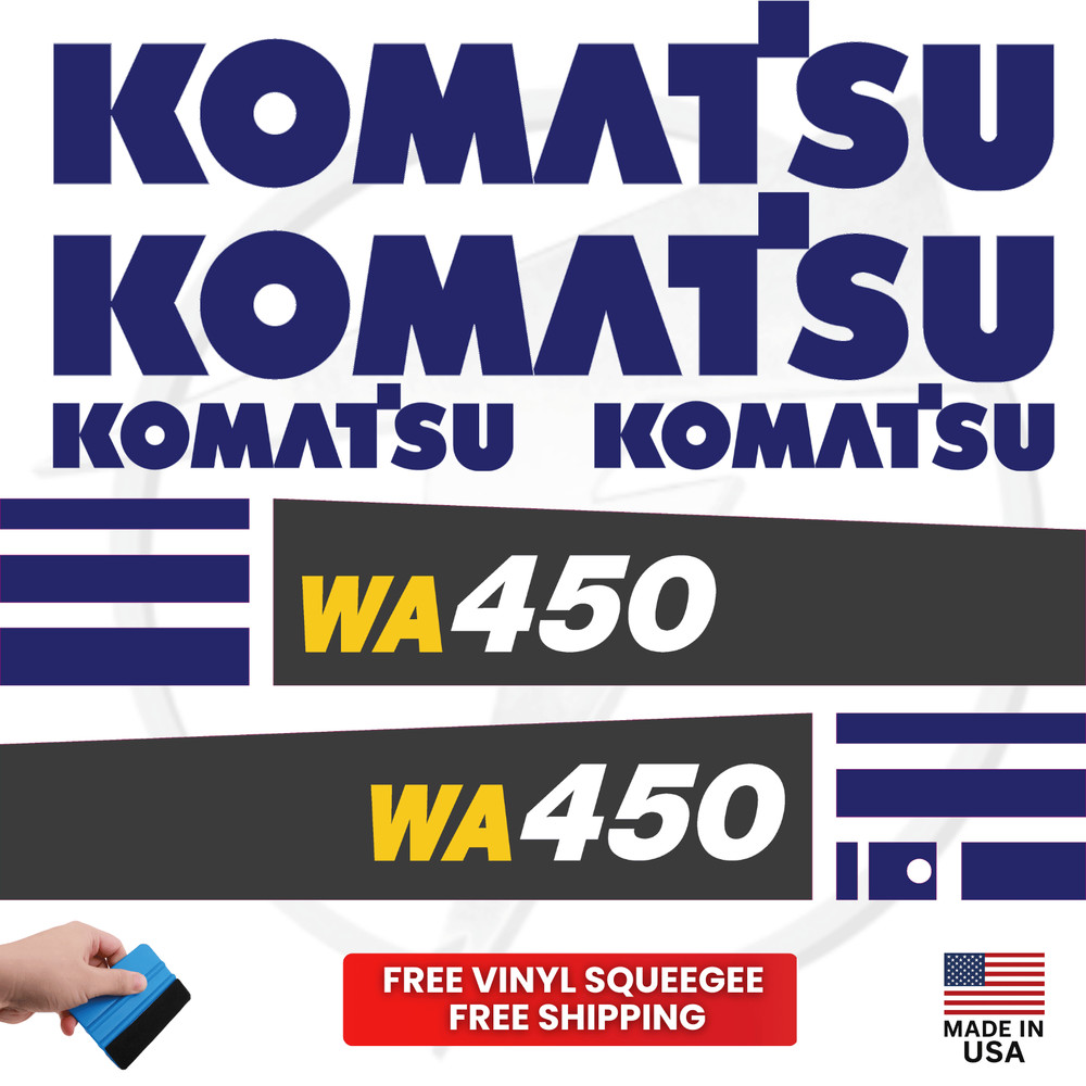 Fits Komatsu WA450 Main Decals Wheel Loader Stickers – Free Shipping – 3M Vinyl