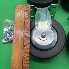 NEW Black Rubber and Steel Swivel 4-PCS & HARDWARE! Caster Kit 5” Wheel 4*3 Base