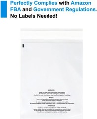 300 10×15 Suffocation Warning Clear Poly Self Seal Bags 1.5 mil Mailers