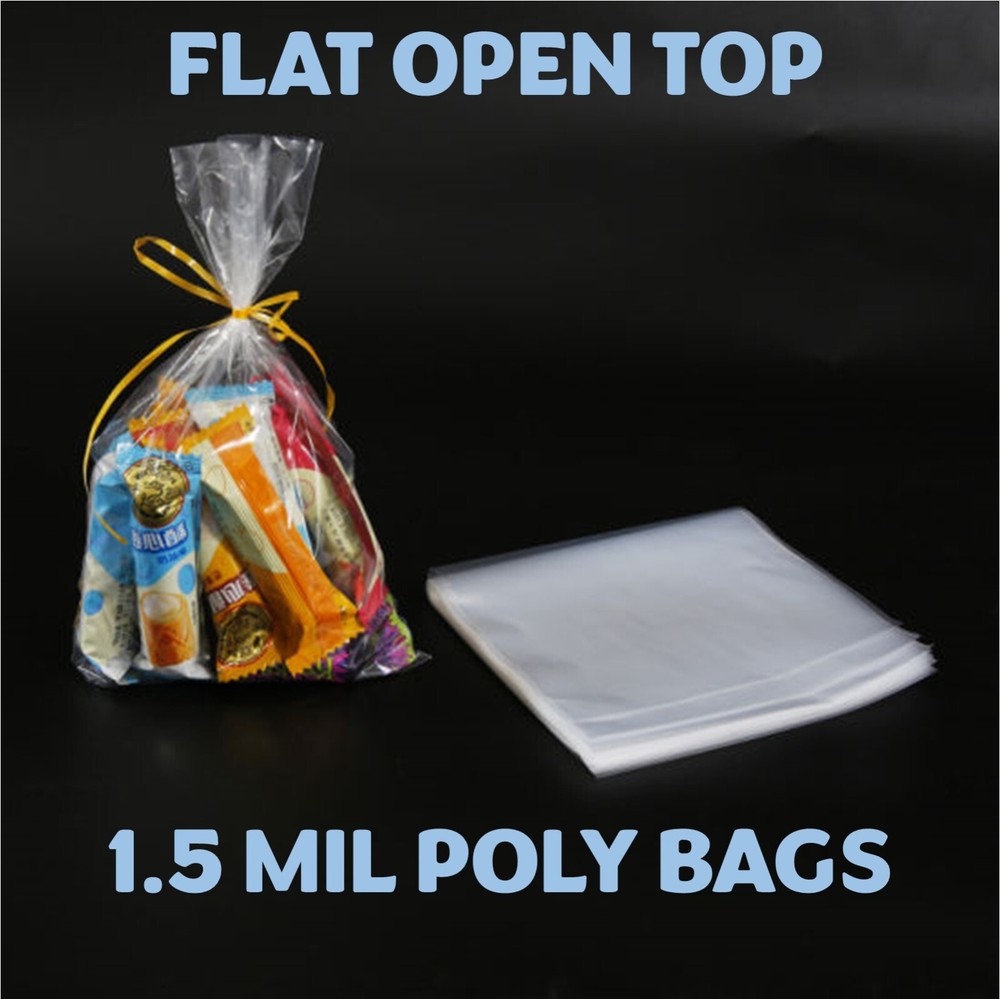 18×20″ Clear Poly Bags Lay-Flat Open Top End 1.5-Mil Case LDPE Plastic Packaging