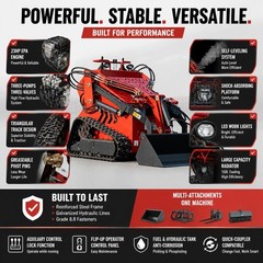 NEW 2645Lbs Tracked Mini Skid Steer Loader 23HP 3-Pumps Dual Level Operation EPA