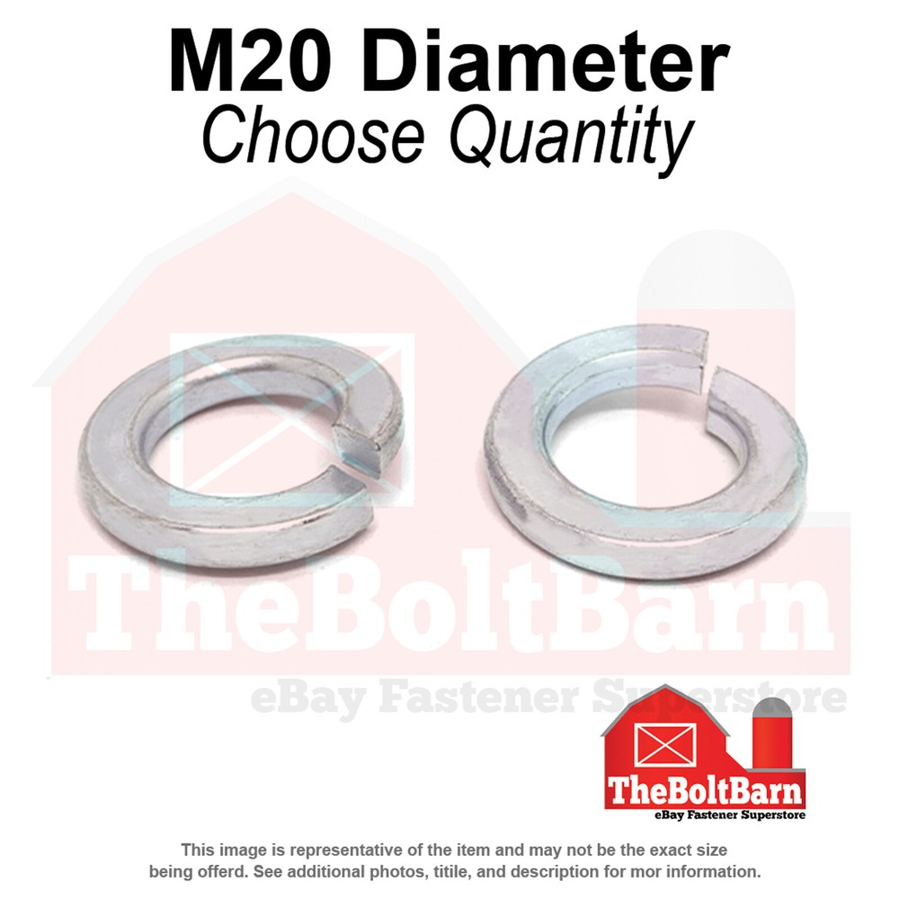 M20 Class 10 Split Lock Washers Zinc Clear (Pick Quantity)