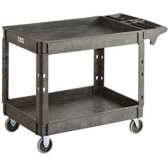 Lavex Large Black 2-Shelf Utility Cart – 46 3/4″ x 25 1/2″ x 33 1/2″