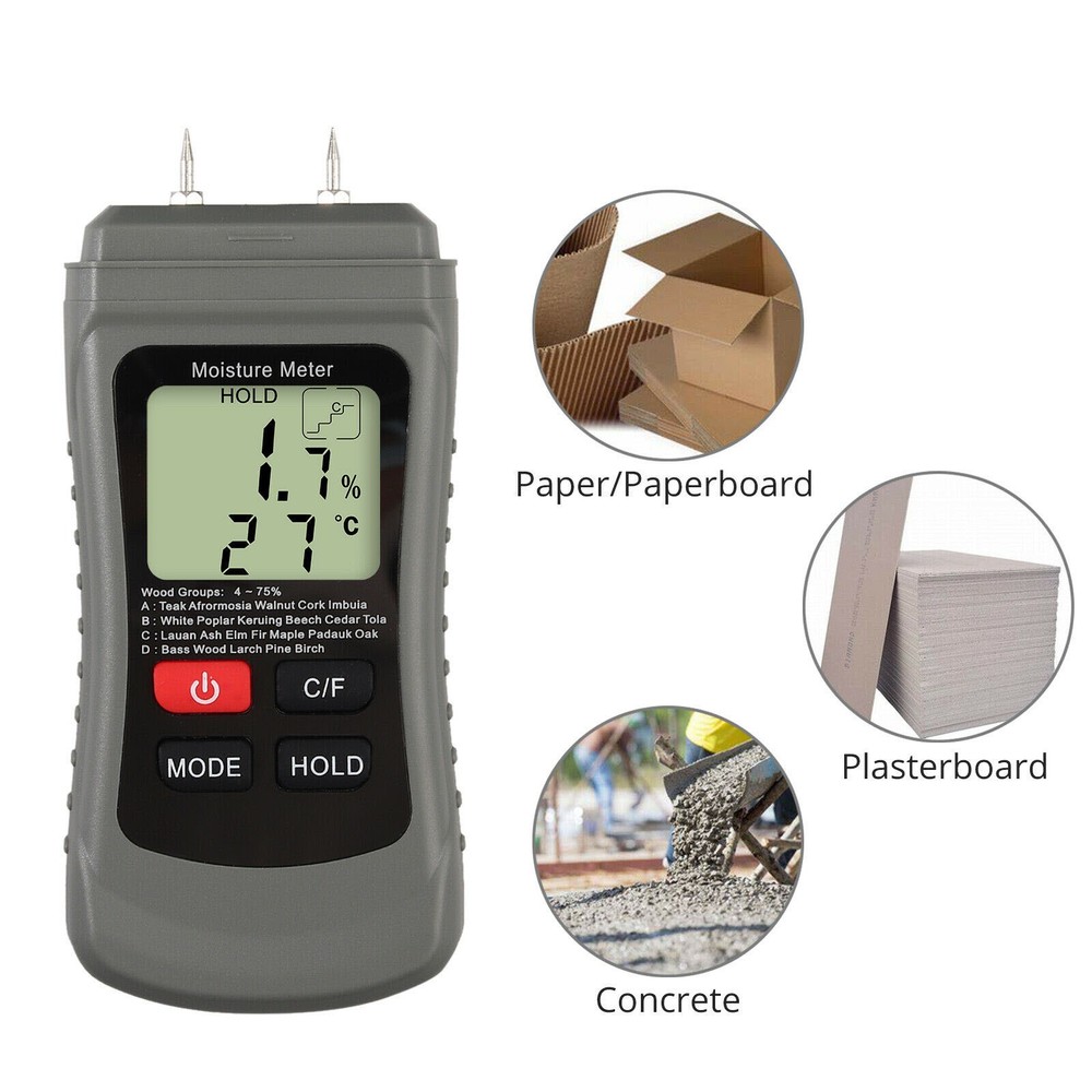 Digital LCD Wood Moisture Meter Detector Tester Wood Firewood Paper Cardboard