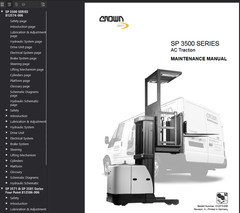 Crown SP3505-30, SP3510-30, SP3520-30 Forklift Repair Service Manual PDF USB