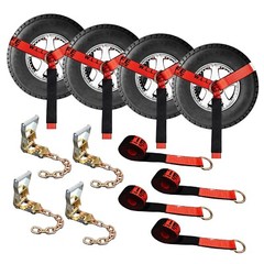 16 Pcs 2″ x 10′ Ratchet Wheel Lift Lasso Strap w/ Chain Extension For Tow Truck