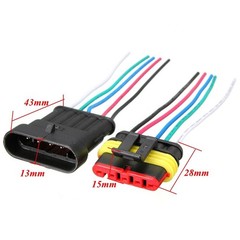 1-6 Pin Waterproof Male/Female Connectors Attached Wire Cable Colors Plug Sealed