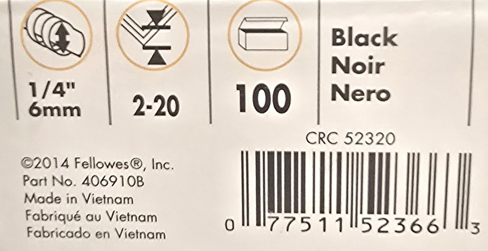 Docubind Fellowes Plastic Combs Round Back 100 pk – Choice Size Color /NIB