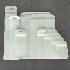 200 Clear and White Reclosable Plastic Poly Bags Zip Seal Hang Hole 2.36 MIL