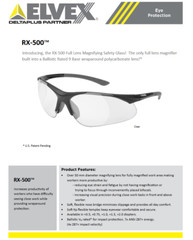 Elvex RX-500C Full Lens Reader Safety Glass with Neck Cord and Microfiber Bag