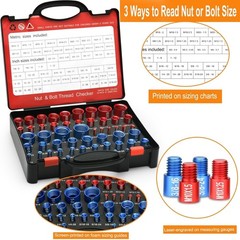 70 Pcs Nut & Bolt Thread Checker Set 37 SAE 33 Metric Gauge for Size Checking