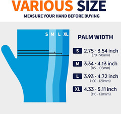 MED -Mil Blue Disposable Medical Gloves Powder-Free Latex-Free, Box of 100 Pcs
