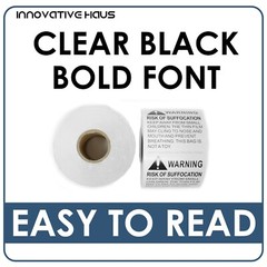 Innovative Haus 5 Rolls x 500 Labels (2,500 Total) Risk of Suffocation Warning