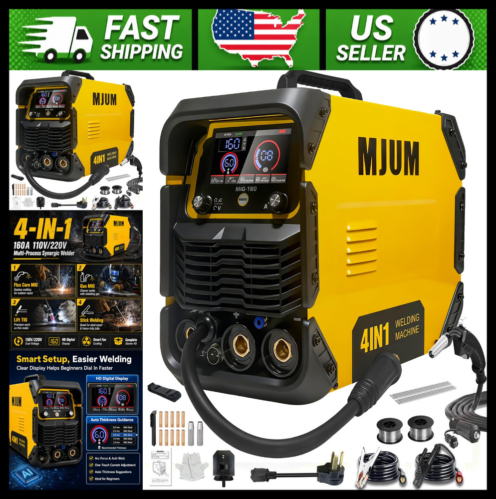 160A 4-in-1 Dual Voltage MIG Welder Flux Core TIG Stick Inverter