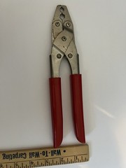 Vintage Unbranded Generic Hex Coaxial Cable Crimper Plier Tool Red Handles