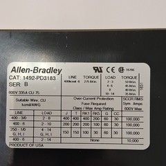 Allen-Bradley 1492-PD3183 3-Pole 600V Power Terminal Block Screw-On Black