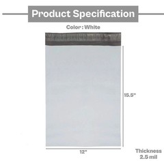 100 12×15.5 Poly Mailers Envelopes Self Seal Shipping Bags 2 Mil 12″ x 15.5″