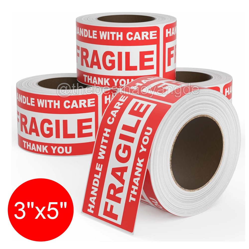 3″ x 5″ Fragile Handle With Care Thank You Labels Adhesive Stickers 500 Per Roll