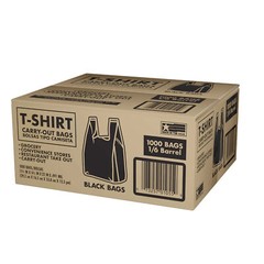 Poly America Black T-Shirt Carryout Bags 11.5″ x 6.5″ x 22″ 1000 Ct. TSSM10006B