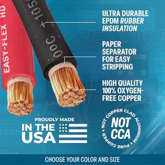 Flexible Pure Copper Welding Cable – 20 Ft Black + 20 Ft Red