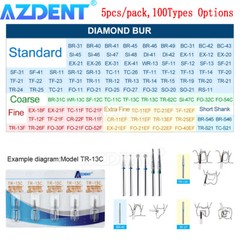 5 uds./1 paquete de fresas de diamante dental AZDENT para piezas de mano de alta