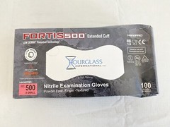 (100/Pk) HOURGLASS Fortis500 Low Derma Nitrile Exam Gloves – XSmall Matte Black