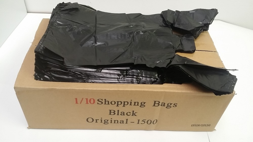 BLACK SHOPPING Plastic T-Shirt Retail BAG Small Size 1/10 Quality Wholesale Lot