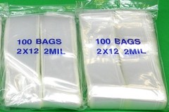 2×12 Clear 2 Mil Reloc Zippit Poly Long Bags 200 Reclosable Bags 2″x 12″ Baggies