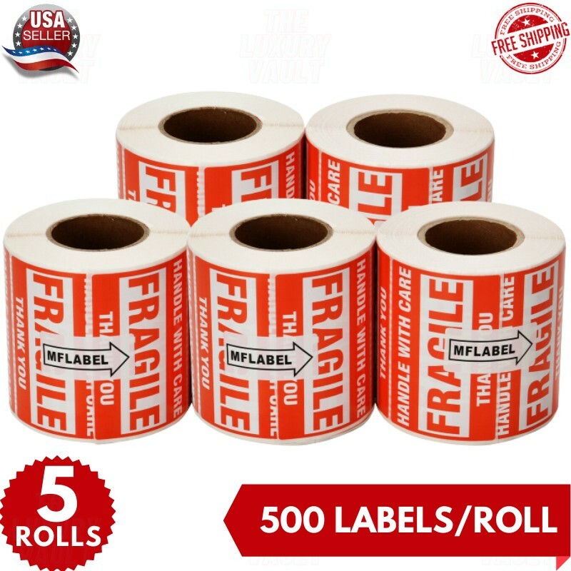 2500 Fragile Stickers 2×3 Handle with Care Thank You 500 / Roll Warning Labels