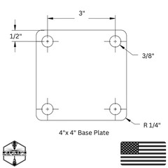 A36 Steel Square Base Plates w/ 4 Holes – Multiple Sizes – Made in USA