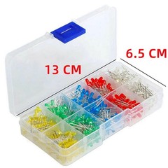 200Pcs 5mm 3mm LED Light Kit Yellow White Blue Red Green Assortment with Case