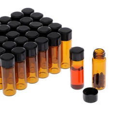 100 Pack 4ml Sample Vials 1 Dram Amber Glass Vials with Black PP Screw Caps US