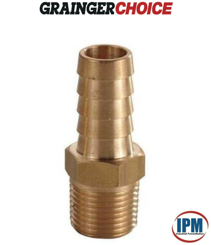 6AFG9 GRAINGER CHOICE 1/2″ Hose Barb x 1/4″ Male NPT Brass Fitting FACTORY NEW!