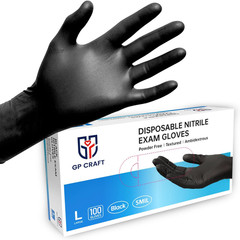 5 Mil Nitrile Gloves Black GP50 – Latex & Powder Free – Disposable – Food Safe –