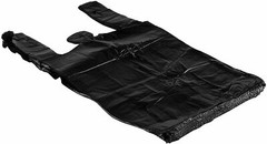 Bags 1/6 Large 21 x 6.5 x 11.5 BLACK T-Shirt Plastic Grocery Shopping Bags F&S
