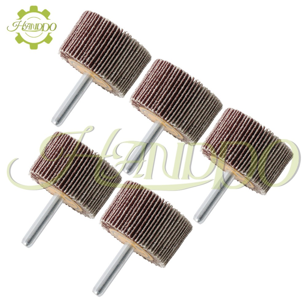 1-1/2″ × 1″ × 1/4″ Shank Mounted Flap Wheels – 120 Grit Sanding Wheel – 5 Pack