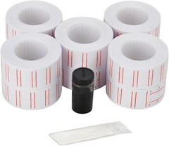 10 Rolls 6000pcs Price Labels Paper Tag Sticker White Red Line For MX 5500