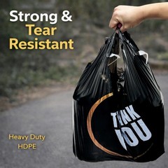 Black 100 Count T Shirt Bags with Handle Retail Shopping Plastic Bags NEW