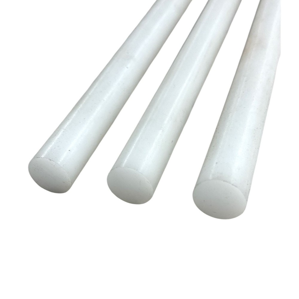 0.500 (1/2 inch) x 36 inches (3 Pack), PET Plastic Round Rod, White