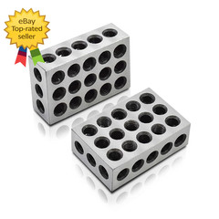 1 X 2 X 3 Inch Blocks Matched Pair Hardened Steel 23 Holes Accuracy