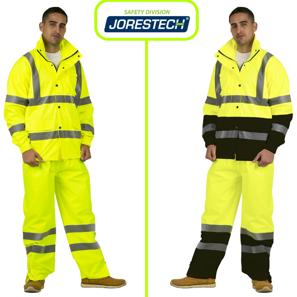 Safety Rain Set Reflective Hi-Vis Raincoat Rain jacket and pants JORESTECH