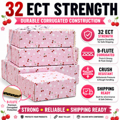 12x10x4 Cherry Print Shipping Boxes 32 ECT B-Flute Gift Mailer Boxes