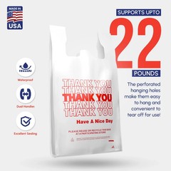 Bags 1/6 Large 21 x 6.5 x 11.5 “Thank You” T-Shirt Plastic Grocery Shopping 0.59