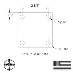 A36 Steel Square Base Plates w/ 4 Holes – Multiple Sizes – Made in USA
