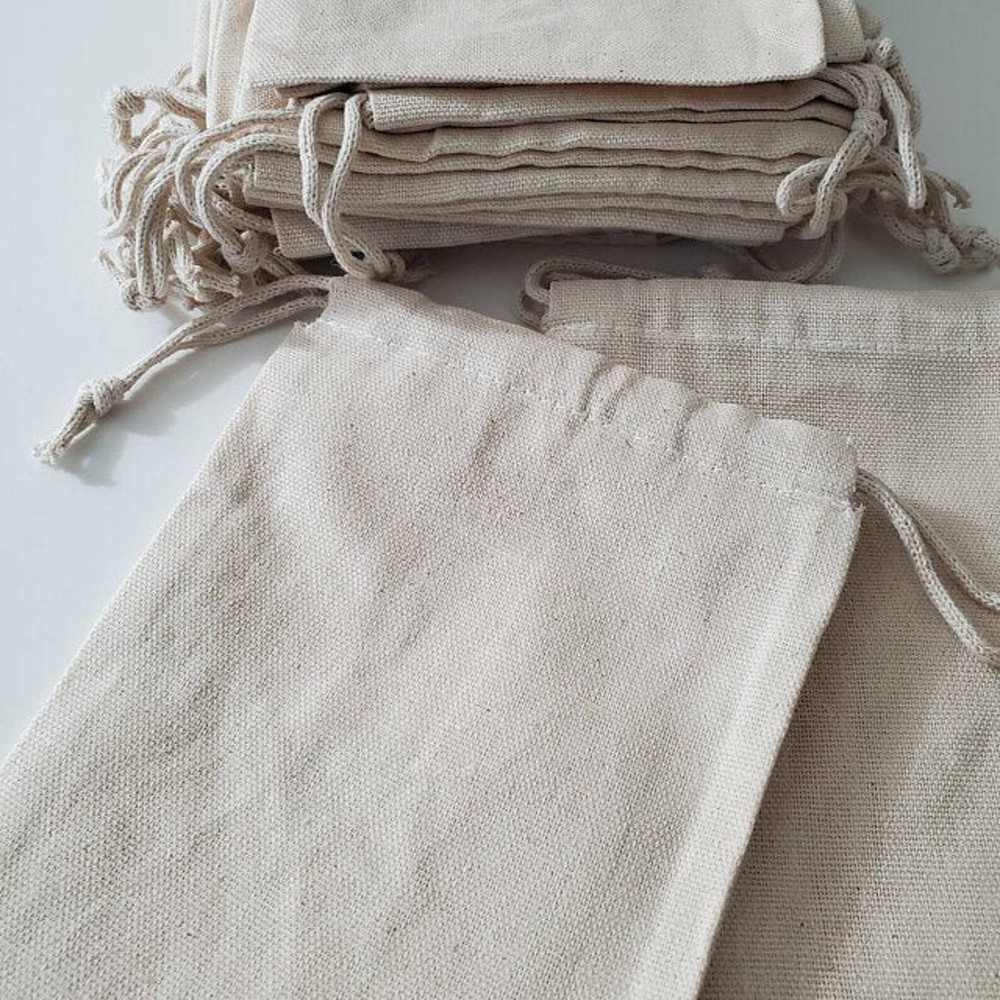12 x 20 Inches Canvas Cotton Double Drawstring Reusable Premium Quality Bags