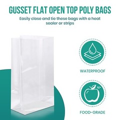 1.5-Mil Expandable Gusseted Poly Bags Clear Polyethylene Multiple Sizes LDPE