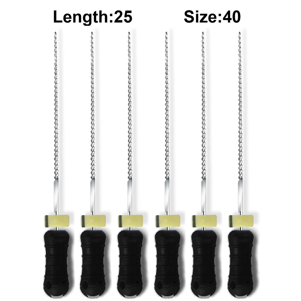 Sky Choice K-Files – 25 mm Length, Size 40 Black with Rubber Stopper 6/Pkg
