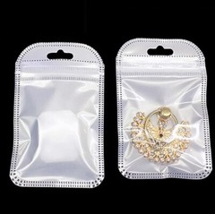 Resealable White Clear Zip Plastic Bag Retail Packaging Lock Pouches W/Hang Hole